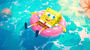 夏日泳池海绵宝宝