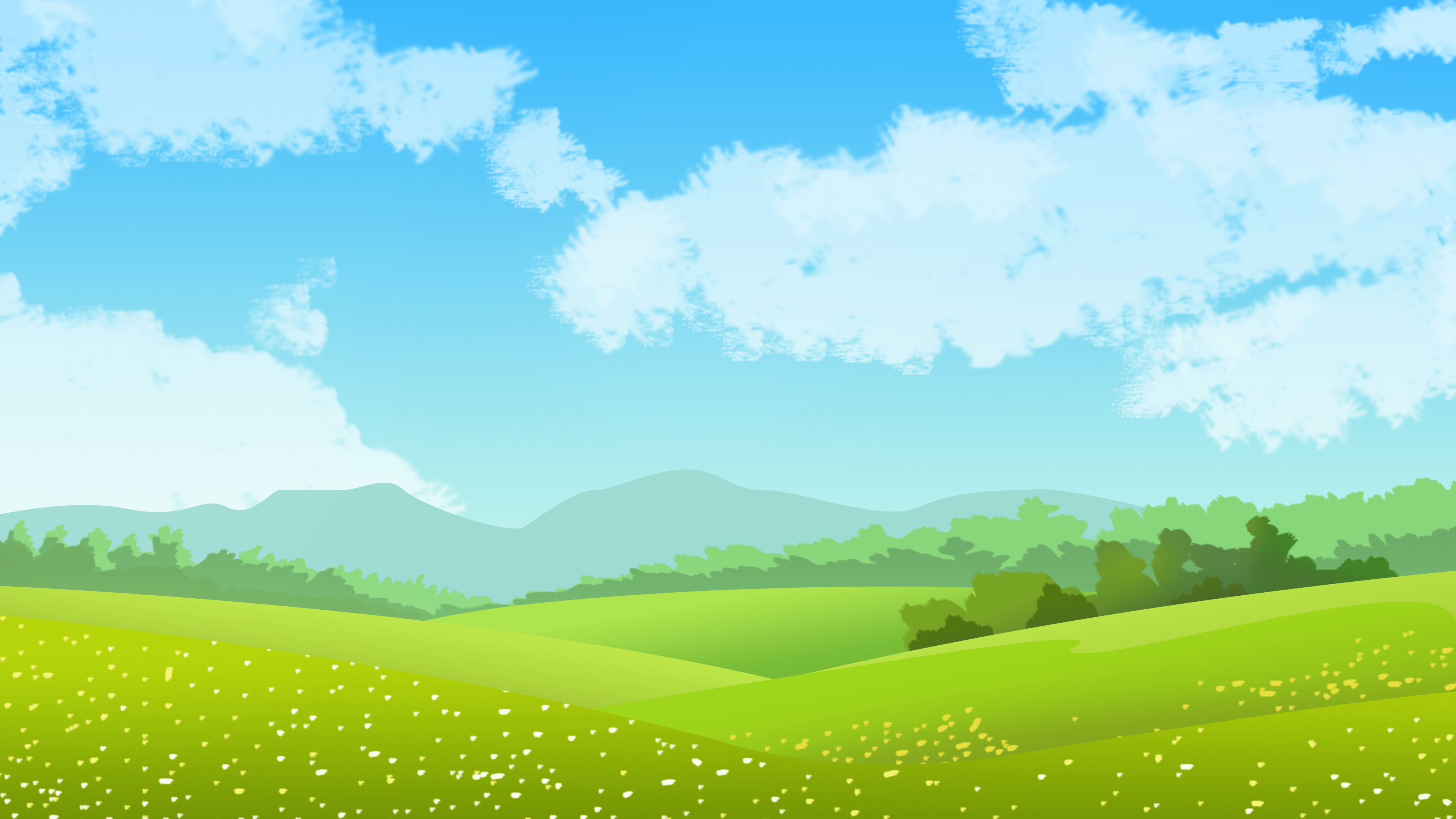 风景  简约治愈动漫背景小清新壁纸封面图夏日治愈草地蓝天壁纸于2022