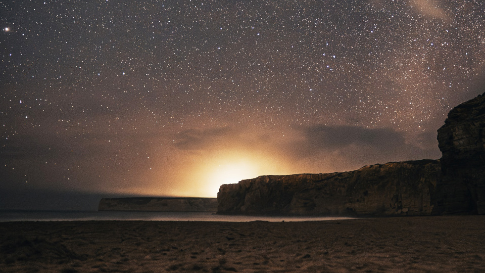 风景 沙滩 夜晚 星光