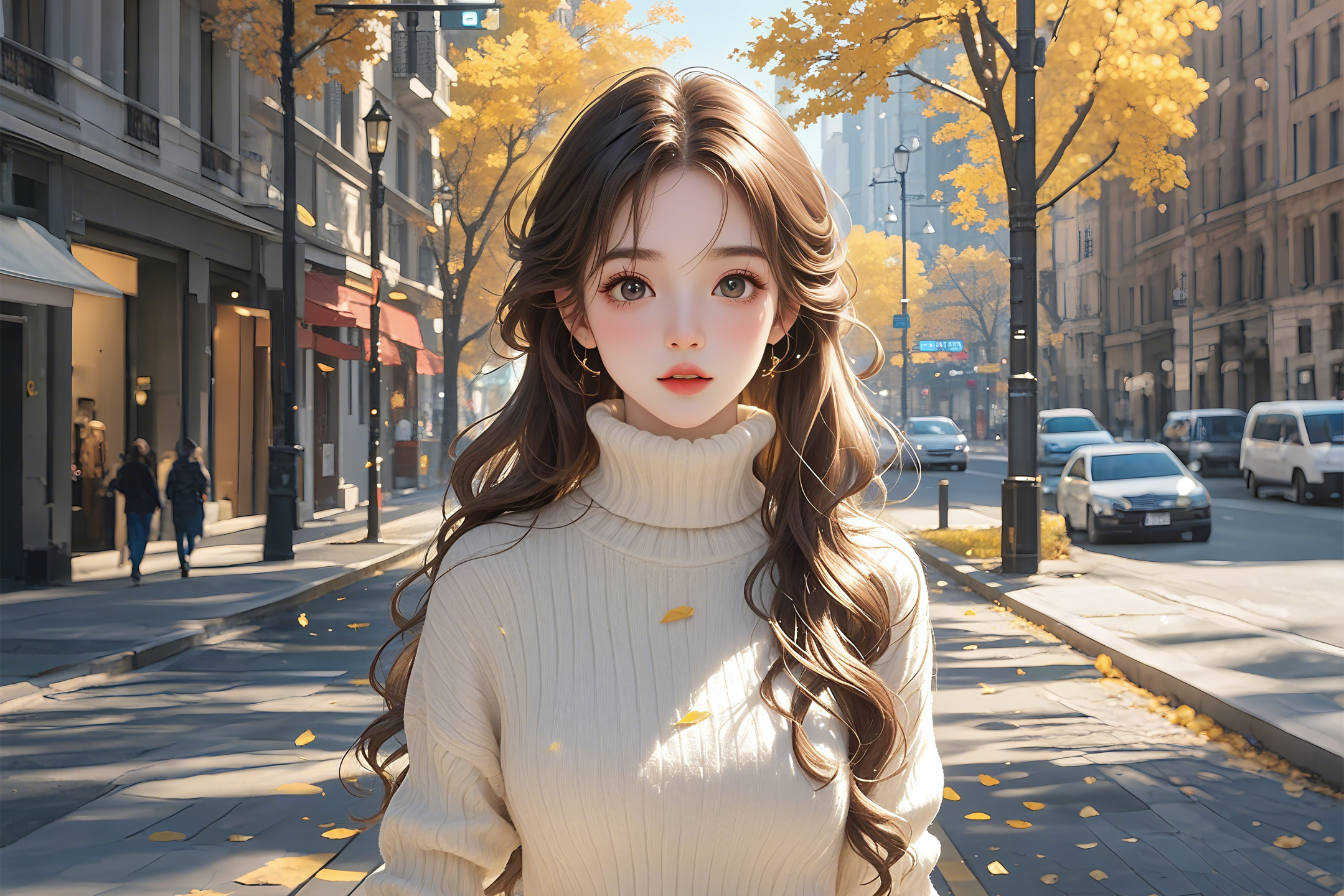 秋街的暖步​​