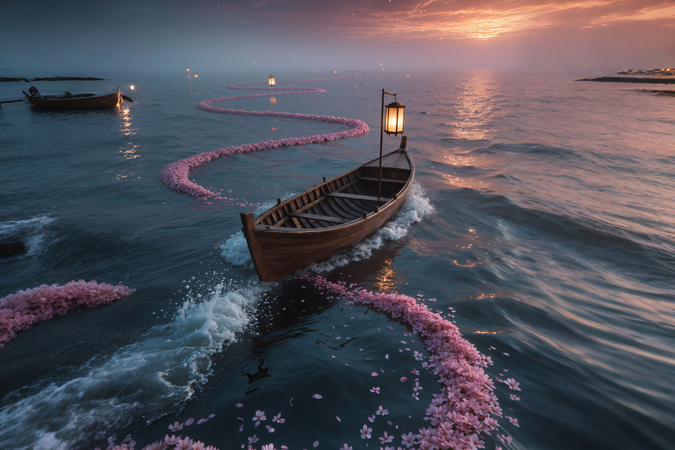 花径灯舟渡霞海