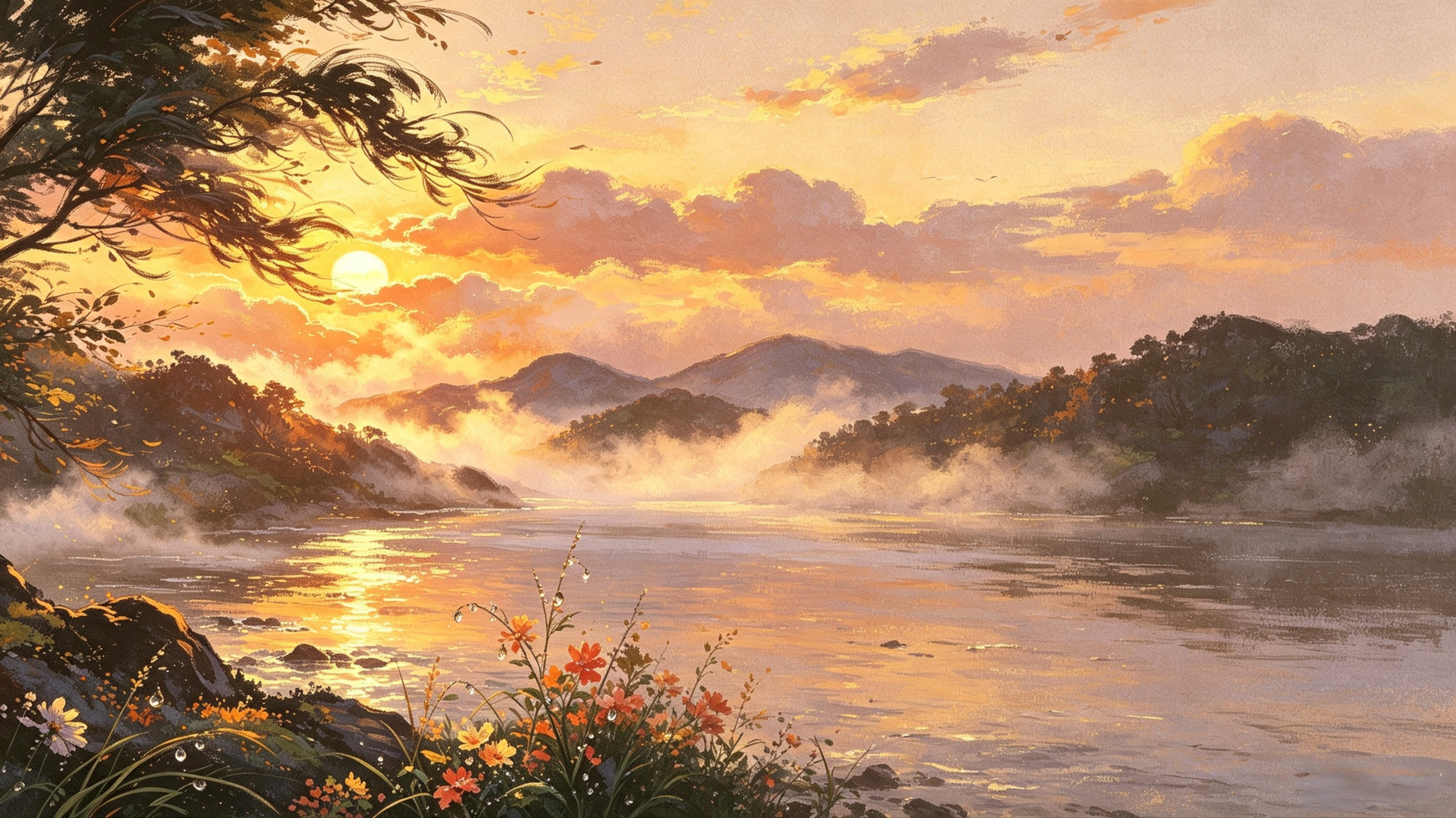暮江向晚