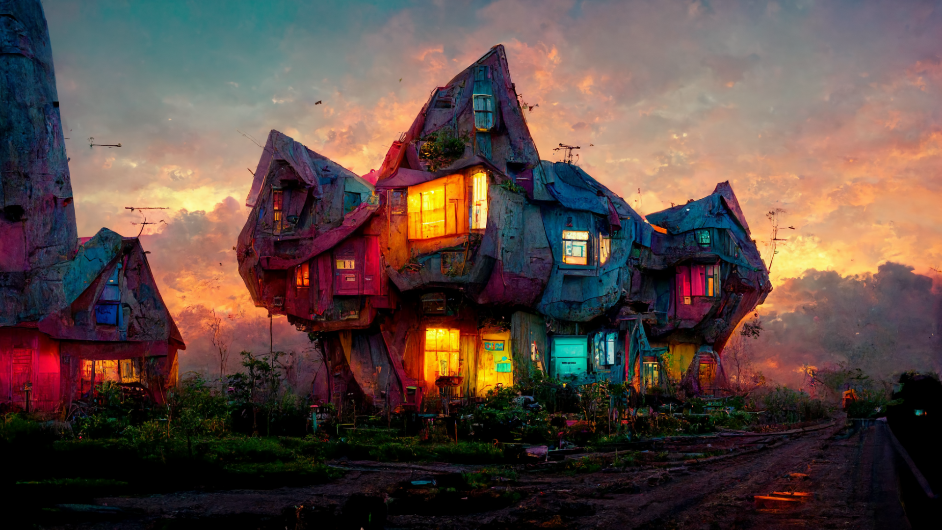 概念艺术风格的设计小镇(游戏静态壁纸) - 静态壁纸下载 - 元气壁纸