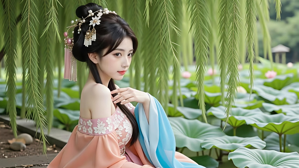 荷塘美女