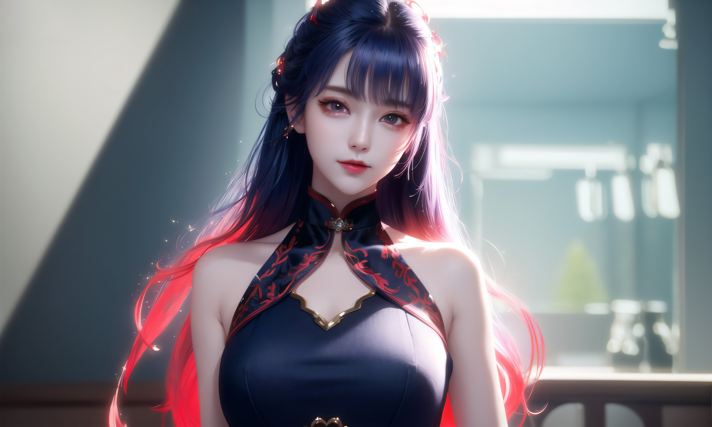 纯欲系唯美长发女生