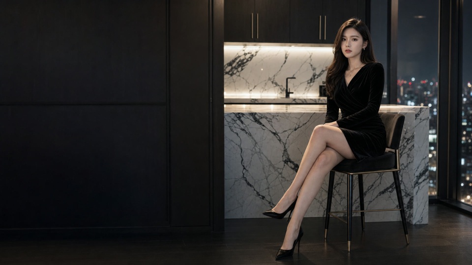 黑金夜色：优雅女神的静谧时光