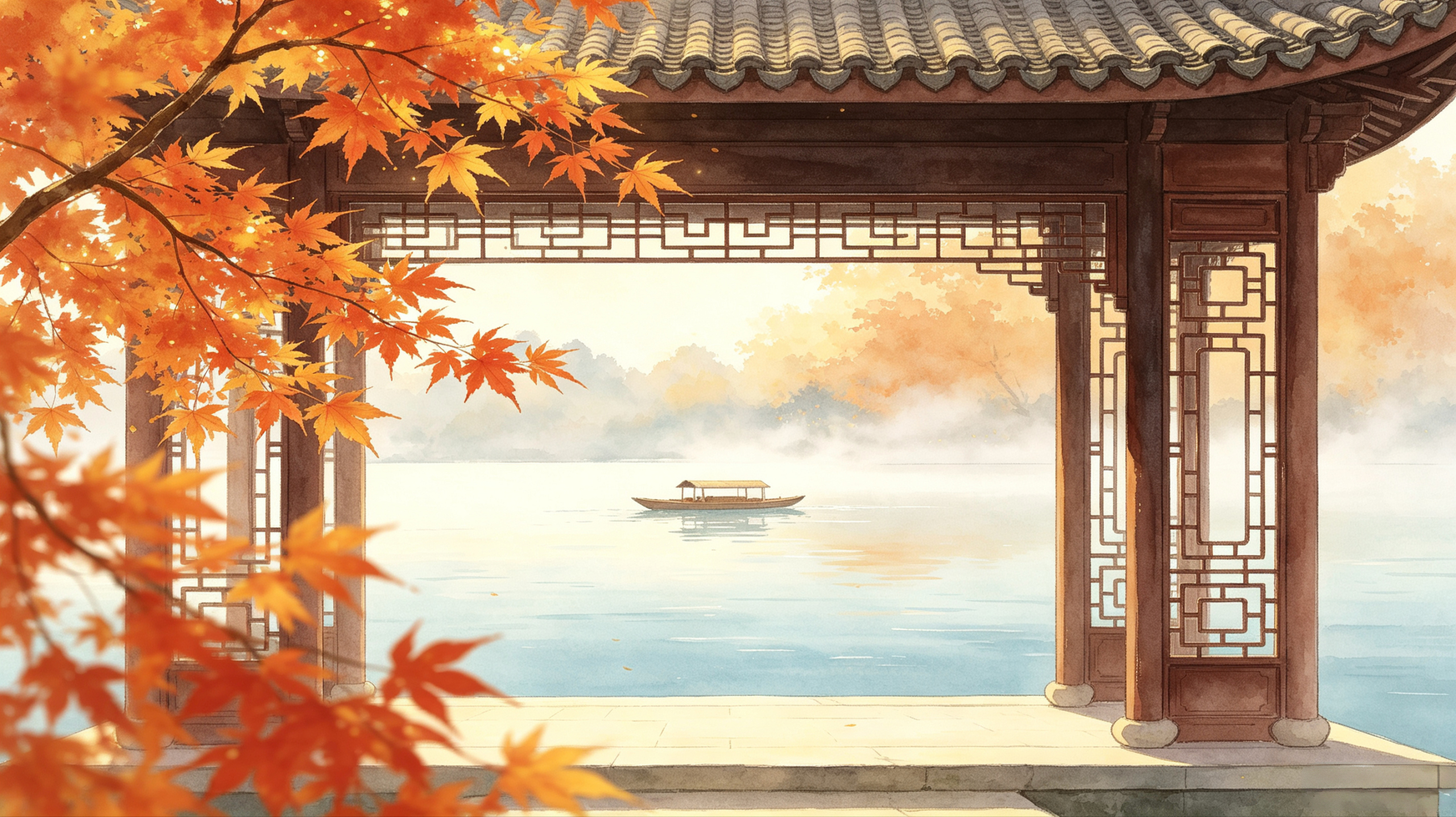 枫亭秋渡