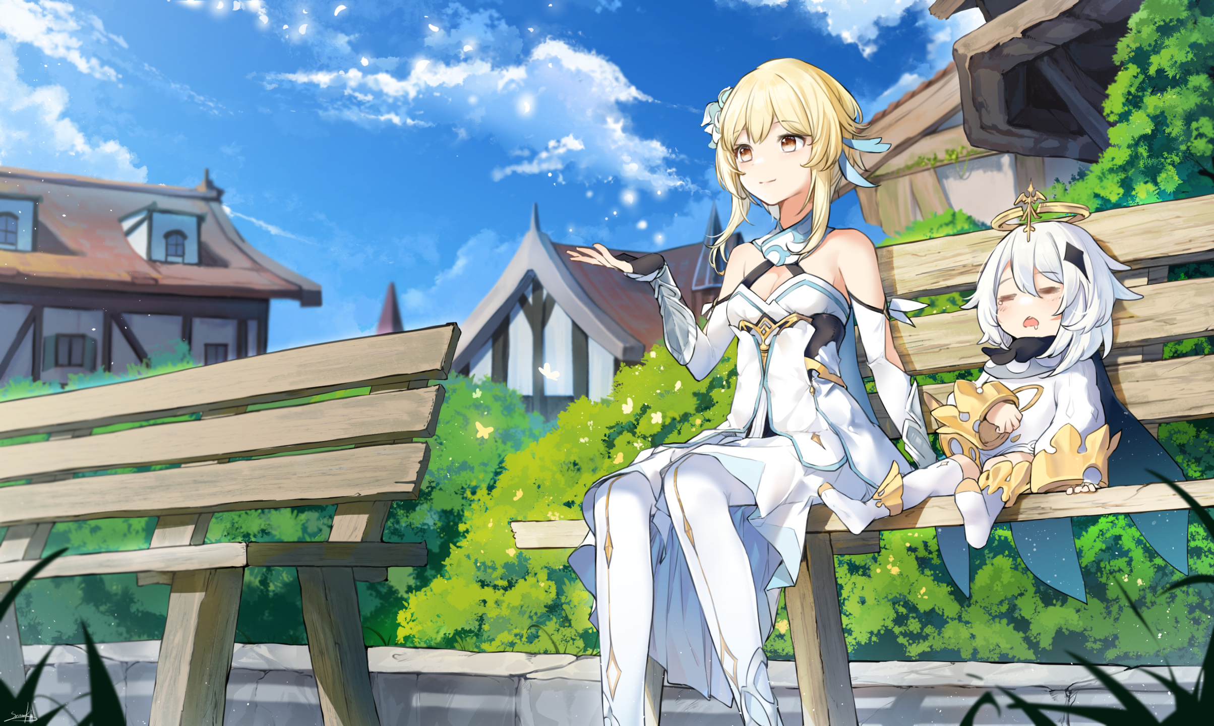 旅行者与派蒙(动漫静态壁纸) - 静态壁纸下载 - 元气壁纸