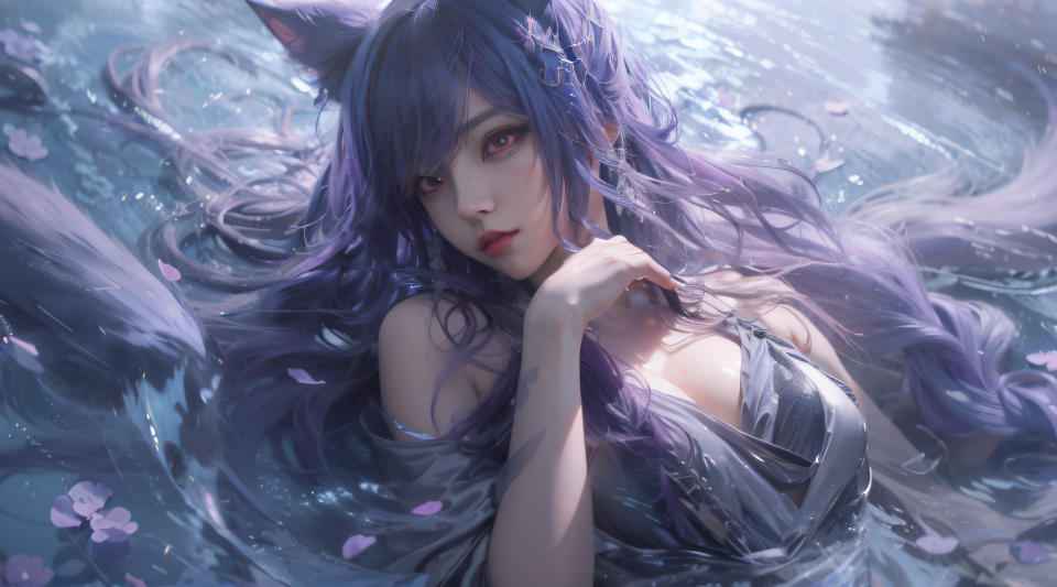 紫毛 美女 出浴图