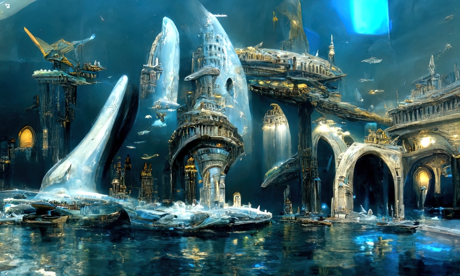 壁纸封面图ai绘画酷炫锁屏护眼养眼海洋世界海底城市唯美治愈壁纸标签