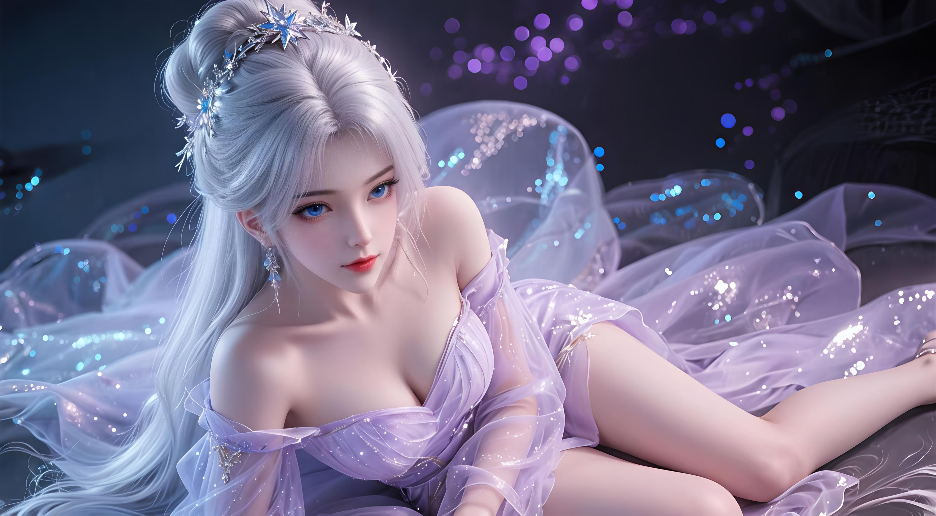 白发蓝瞳美女