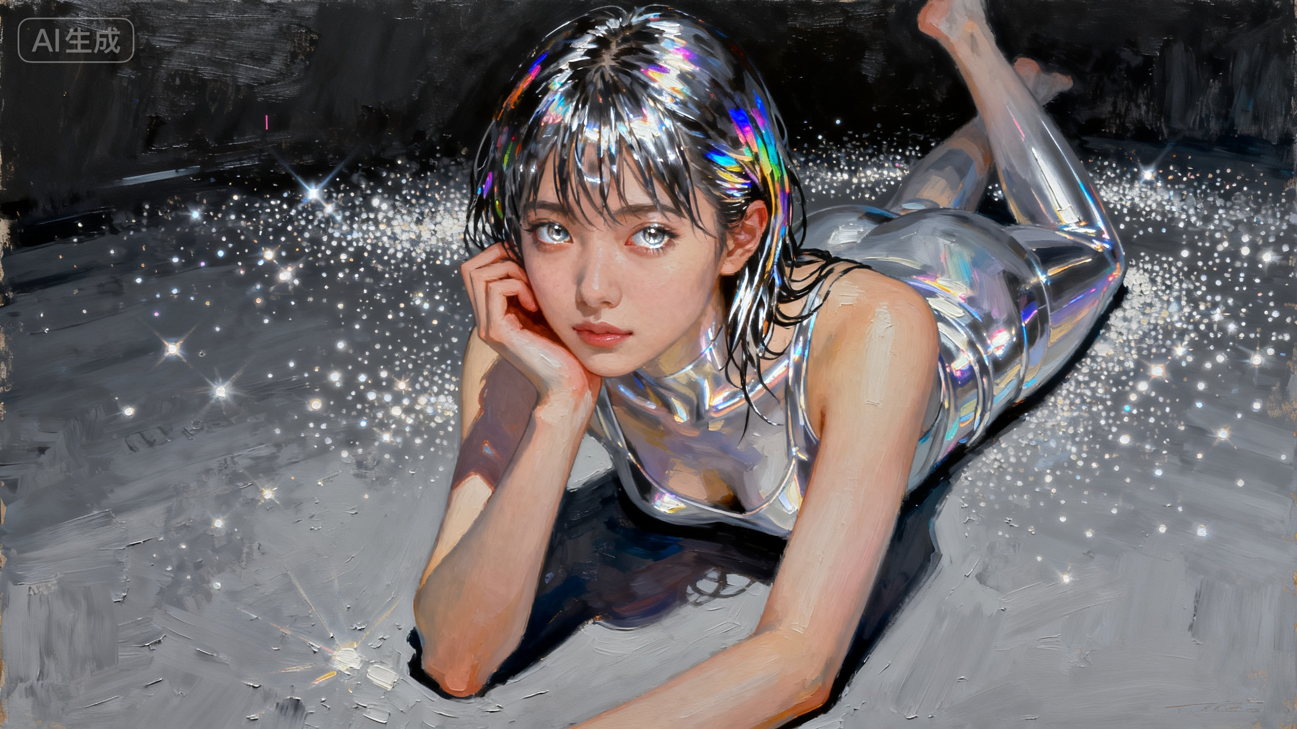 油画质感美女