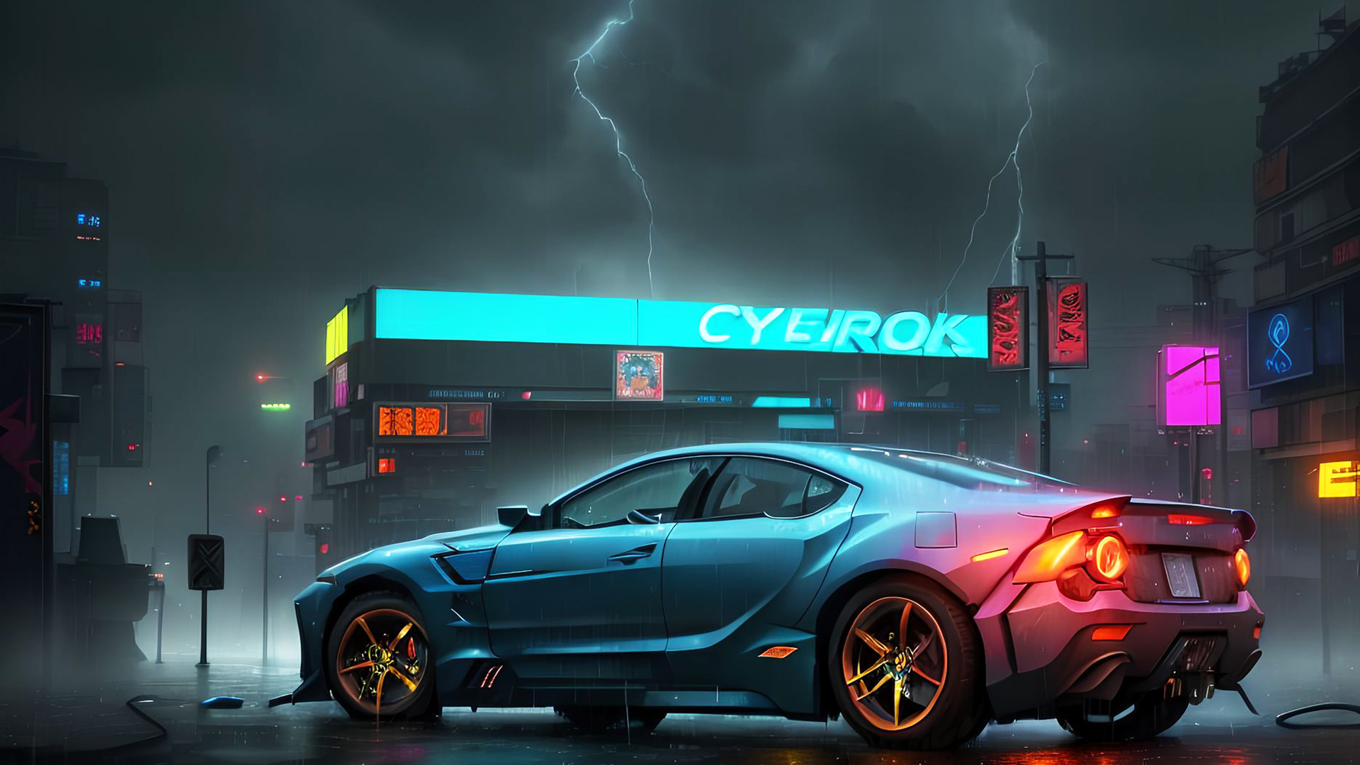 2K高清AI 炫酷多彩跑车