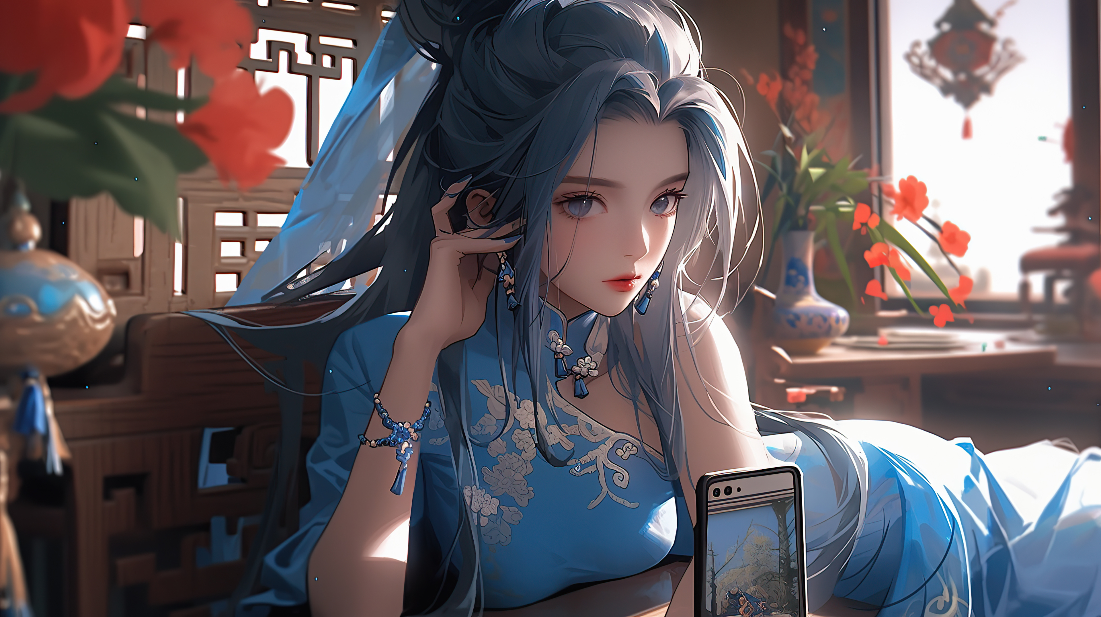 蓝衣中国风少女