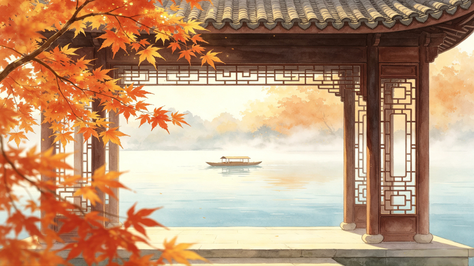 枫亭秋渡