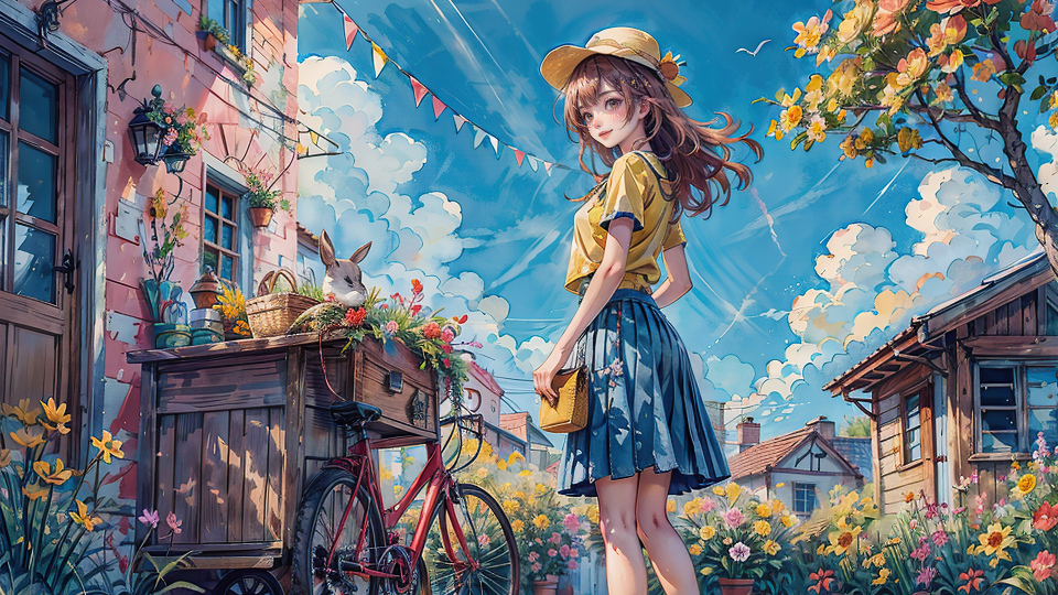 单车女孩，可爱女生