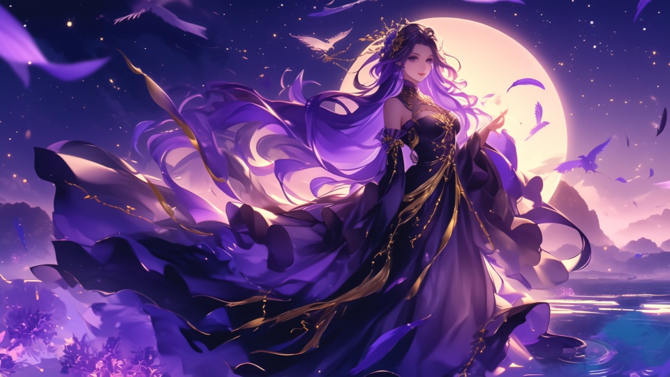 月亮紫衣服女神4K超清壁纸