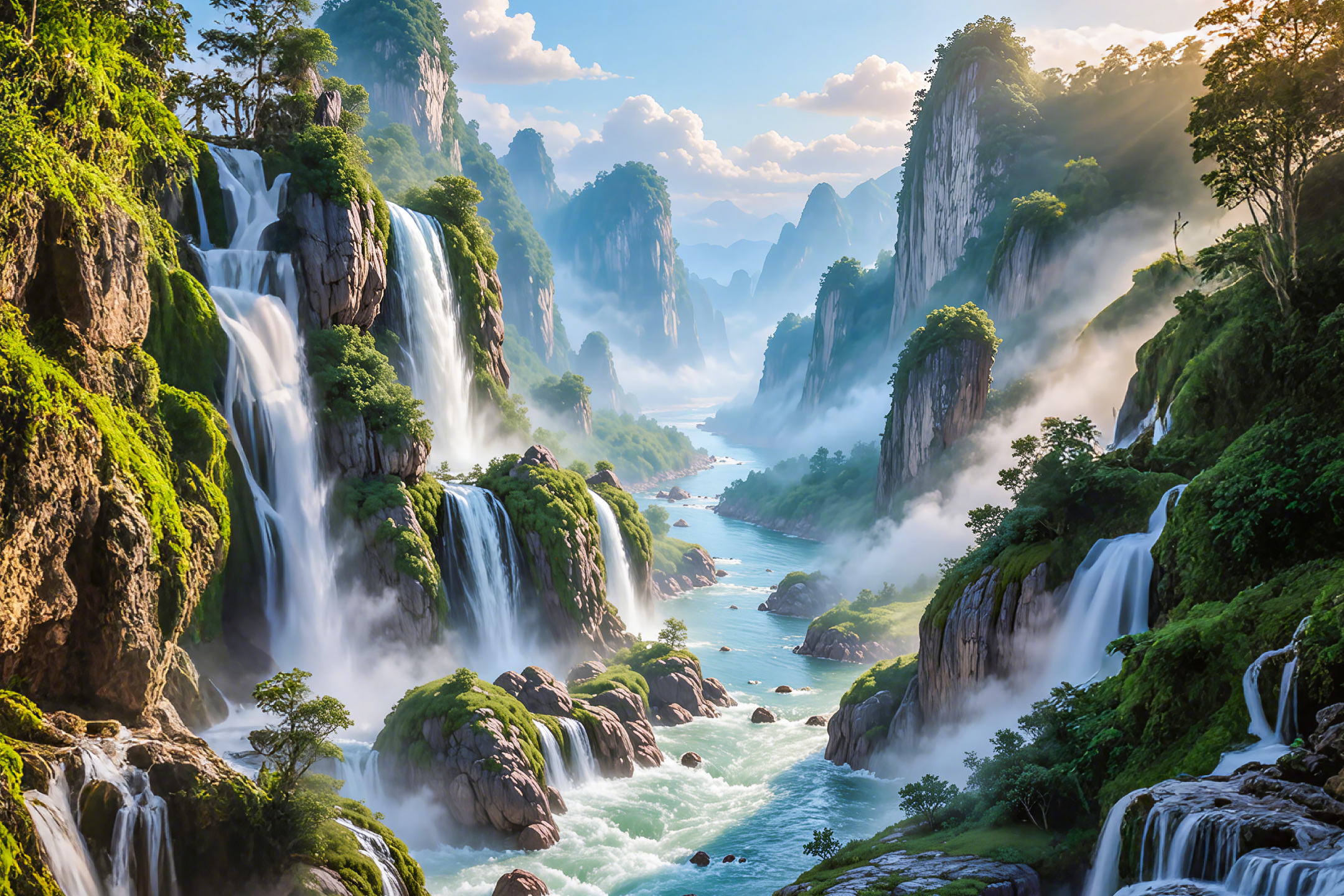 晴岚叠瀑