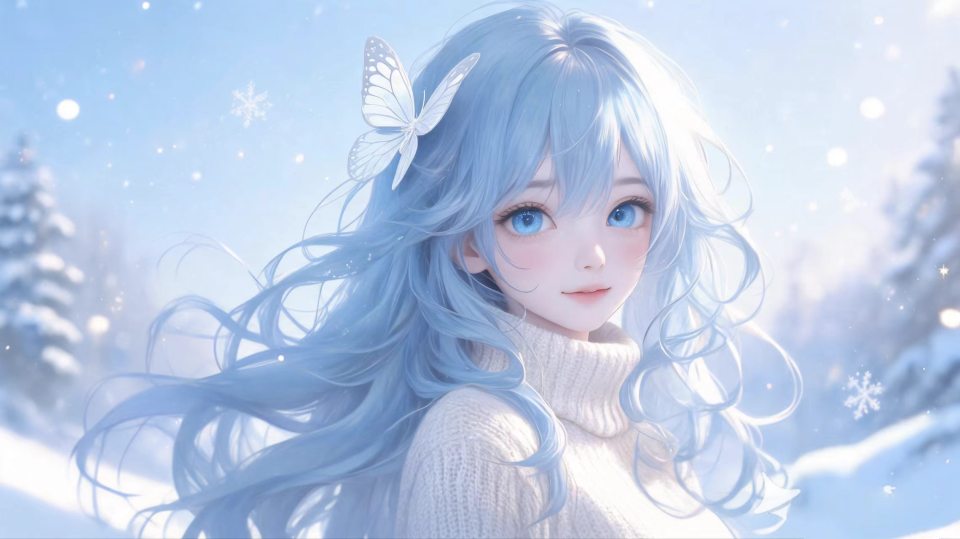 雪境蓝蝶少女