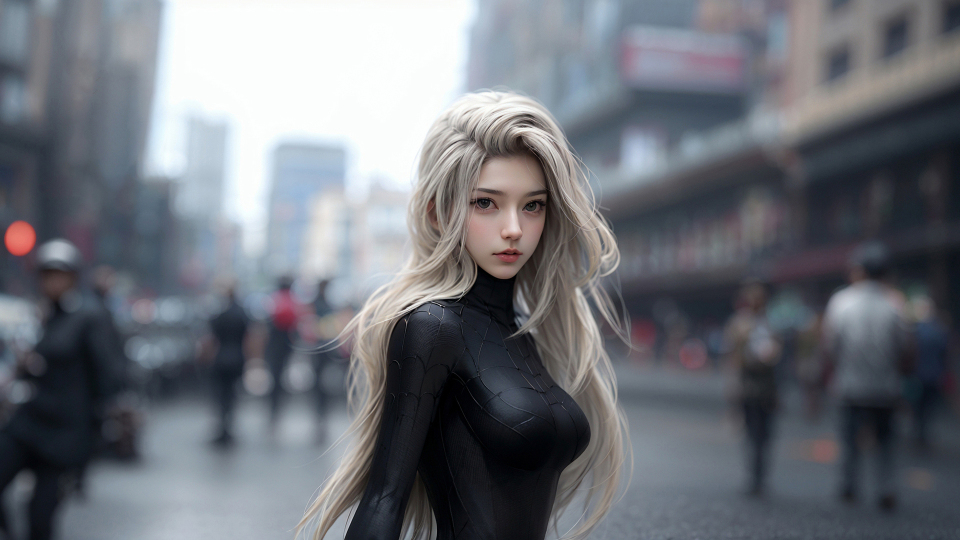 AI生成图-银发可爱美女