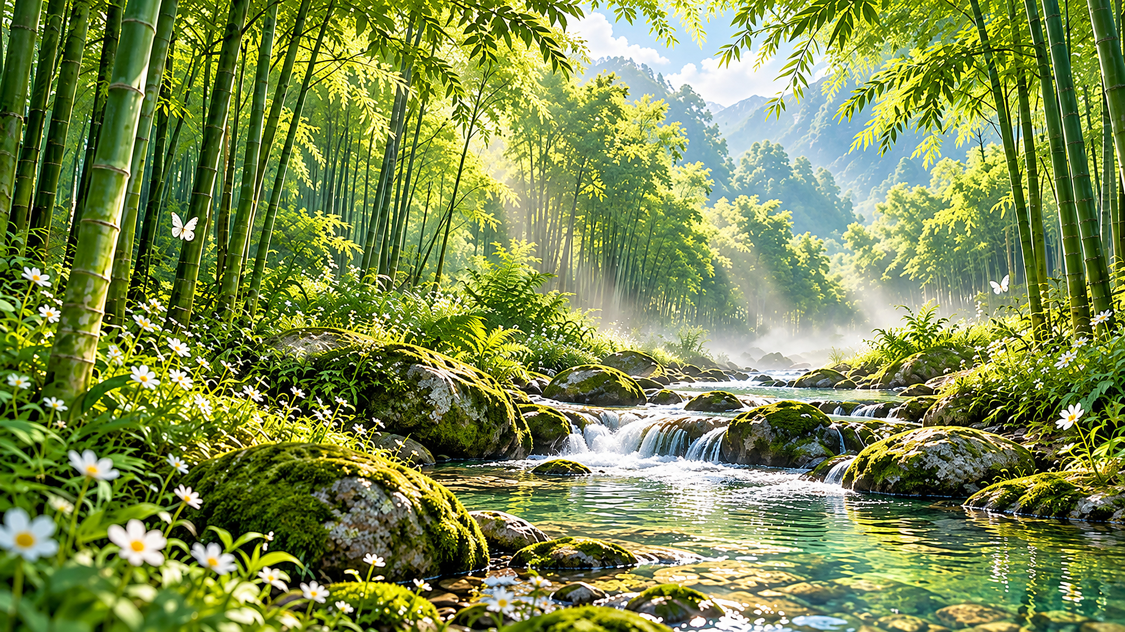 竹林溪流