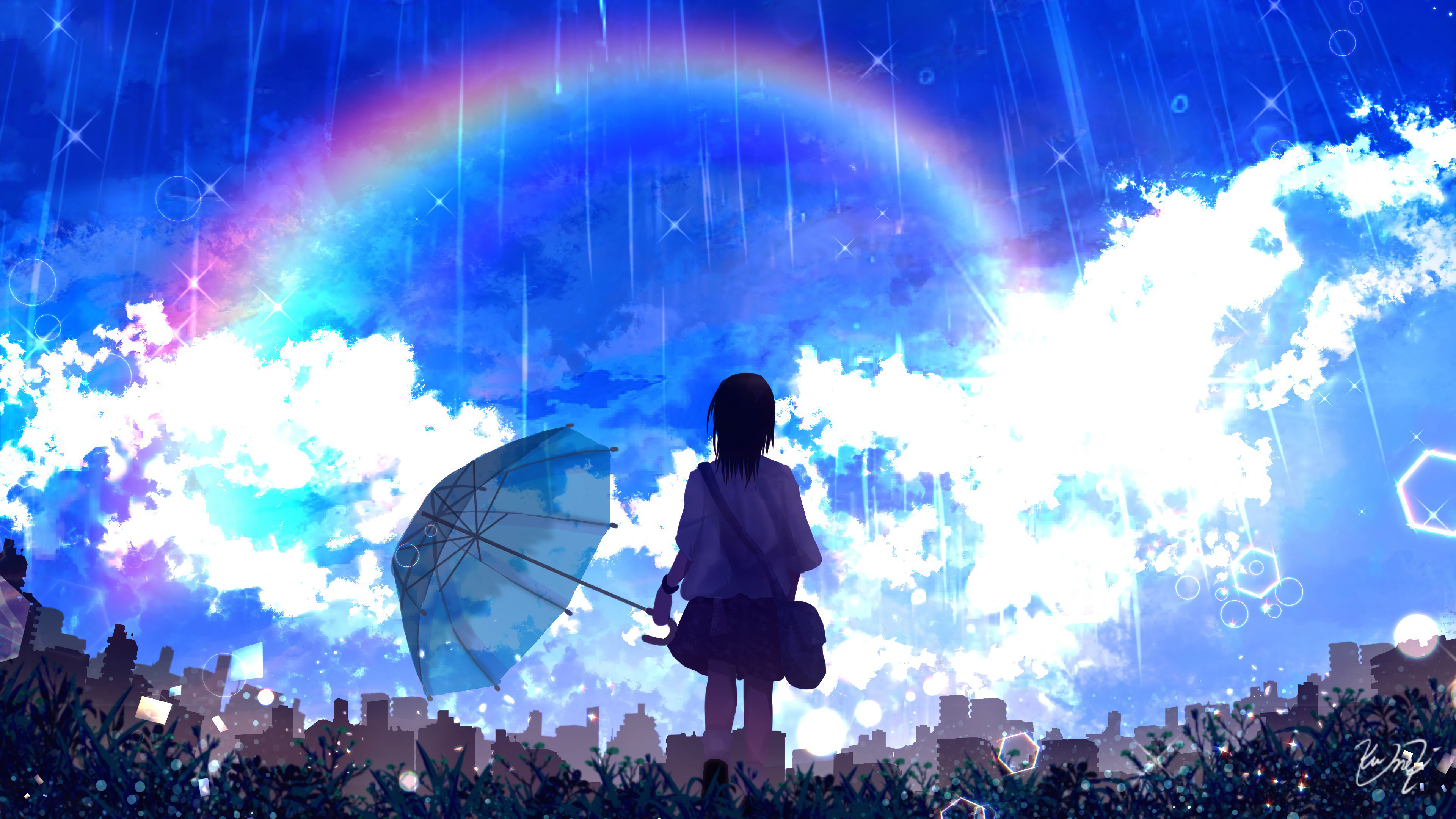 雨中彩虹(动漫静态壁纸) - 静态壁纸下载 - 元气壁纸