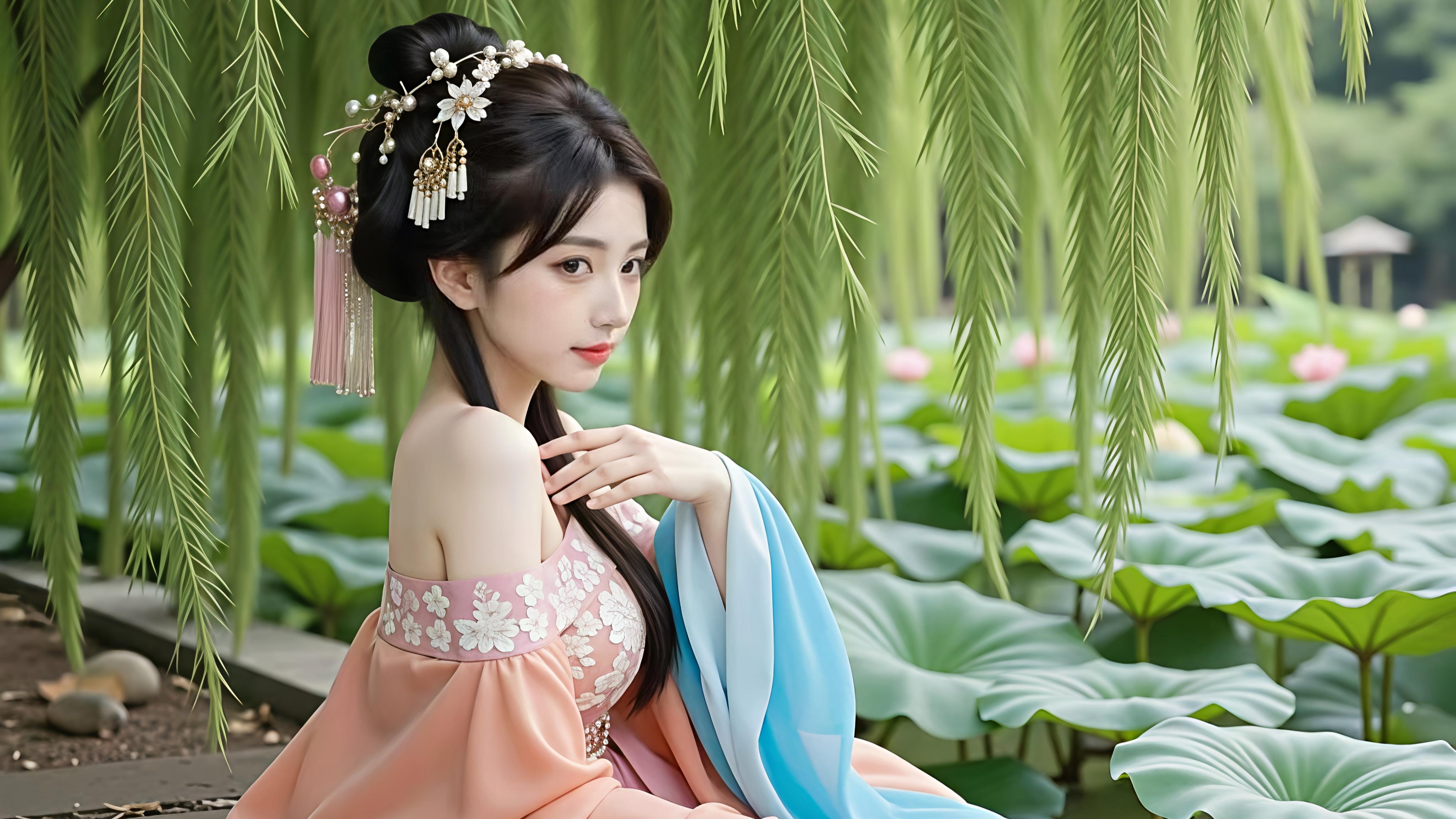 荷塘美女