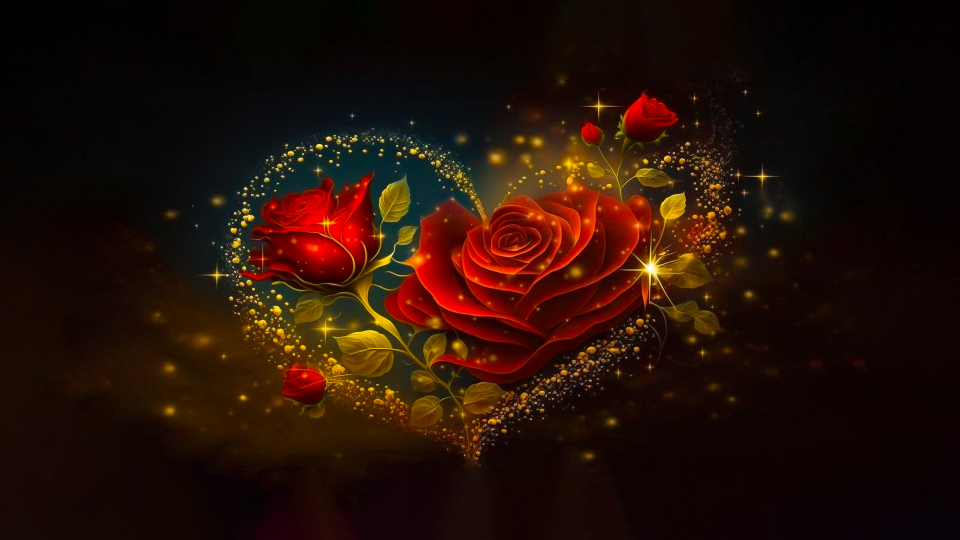 爱心 玫瑰花 4K
