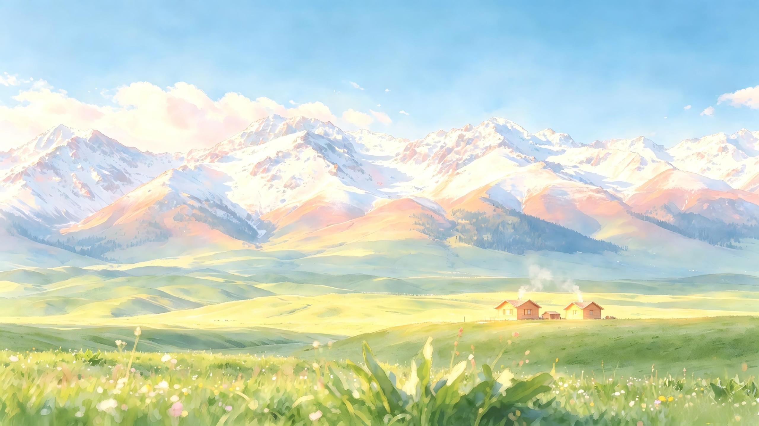 雪山草地