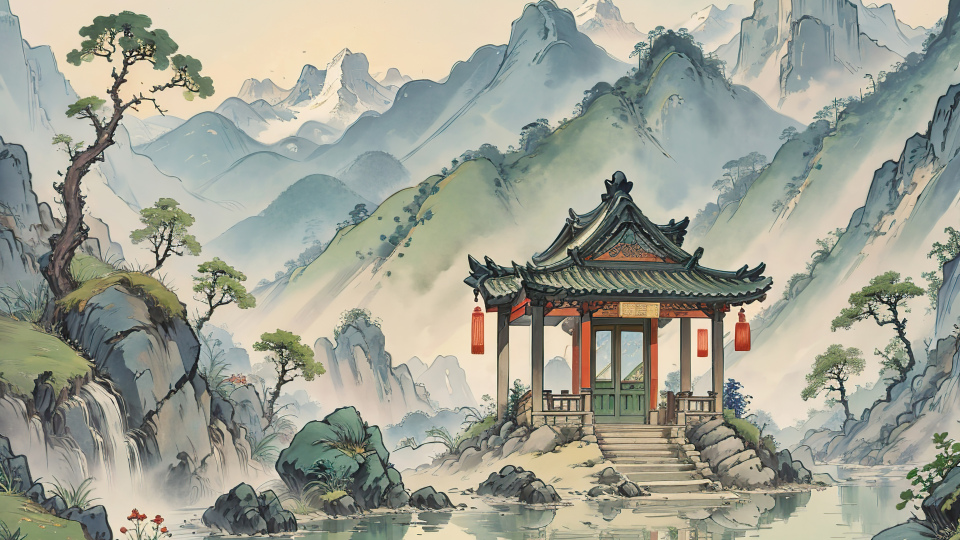 凉亭，古风