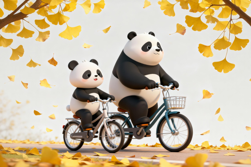骑单车的熊猫