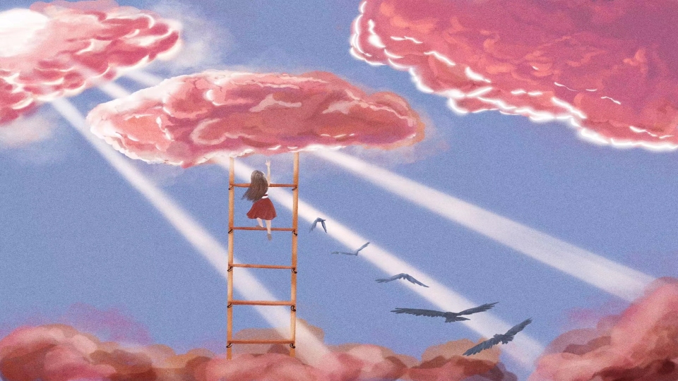 爬上那朵粉色的云