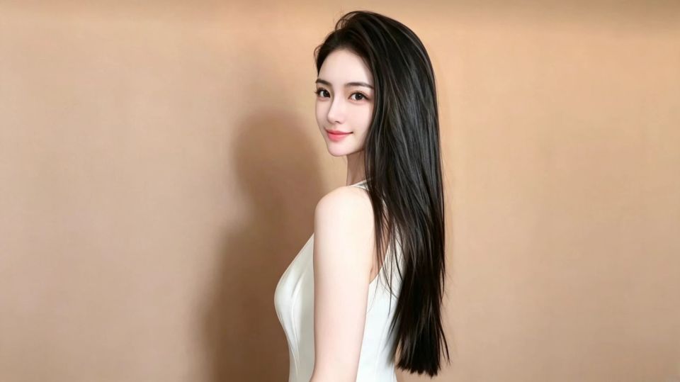 长发白裙美女