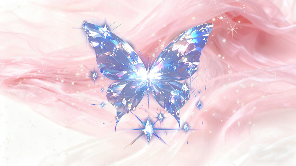 粉色梦幻水晶蝴蝶