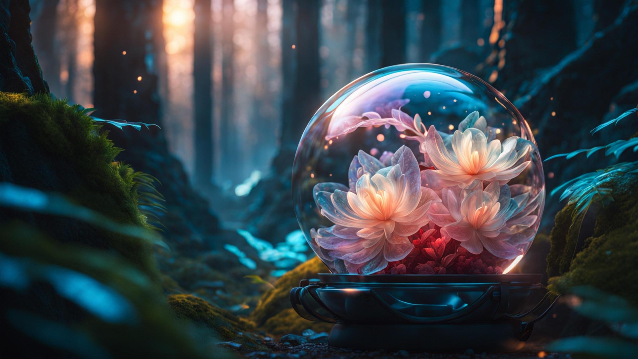 水晶球中的浪漫永生花