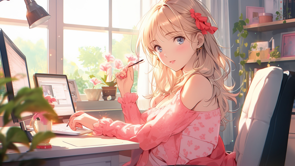 少女电脑办公