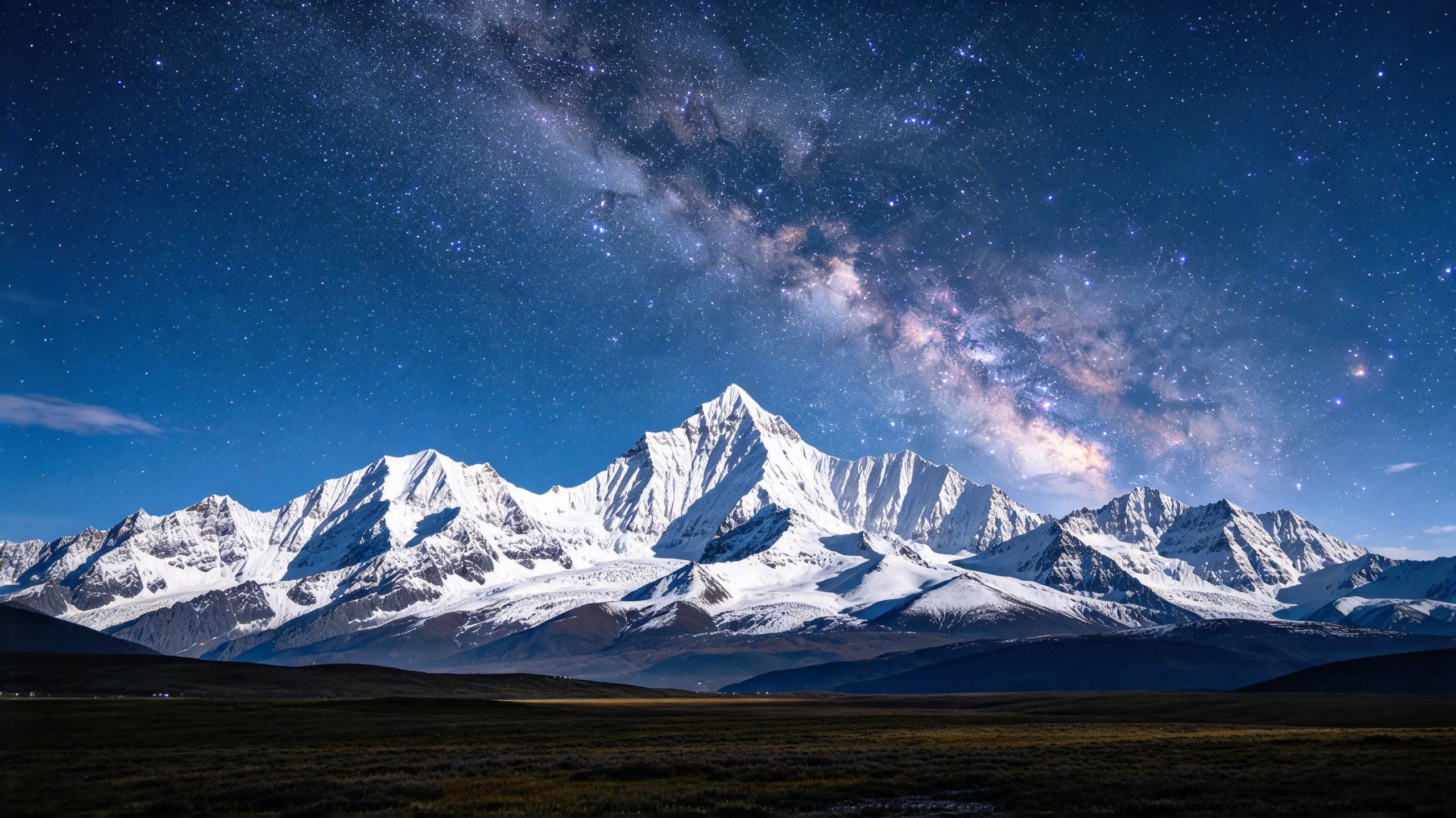 星空下的雪山