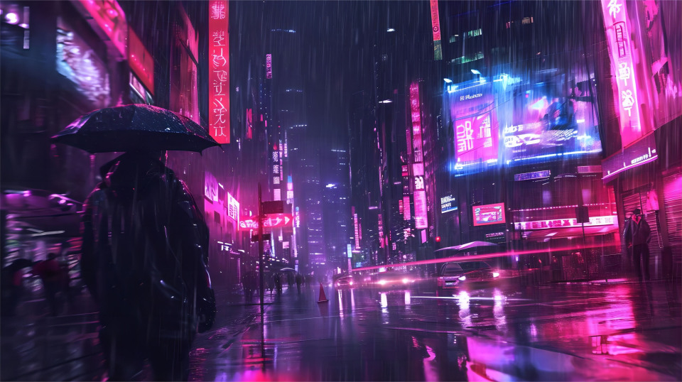 霓虹雨夜