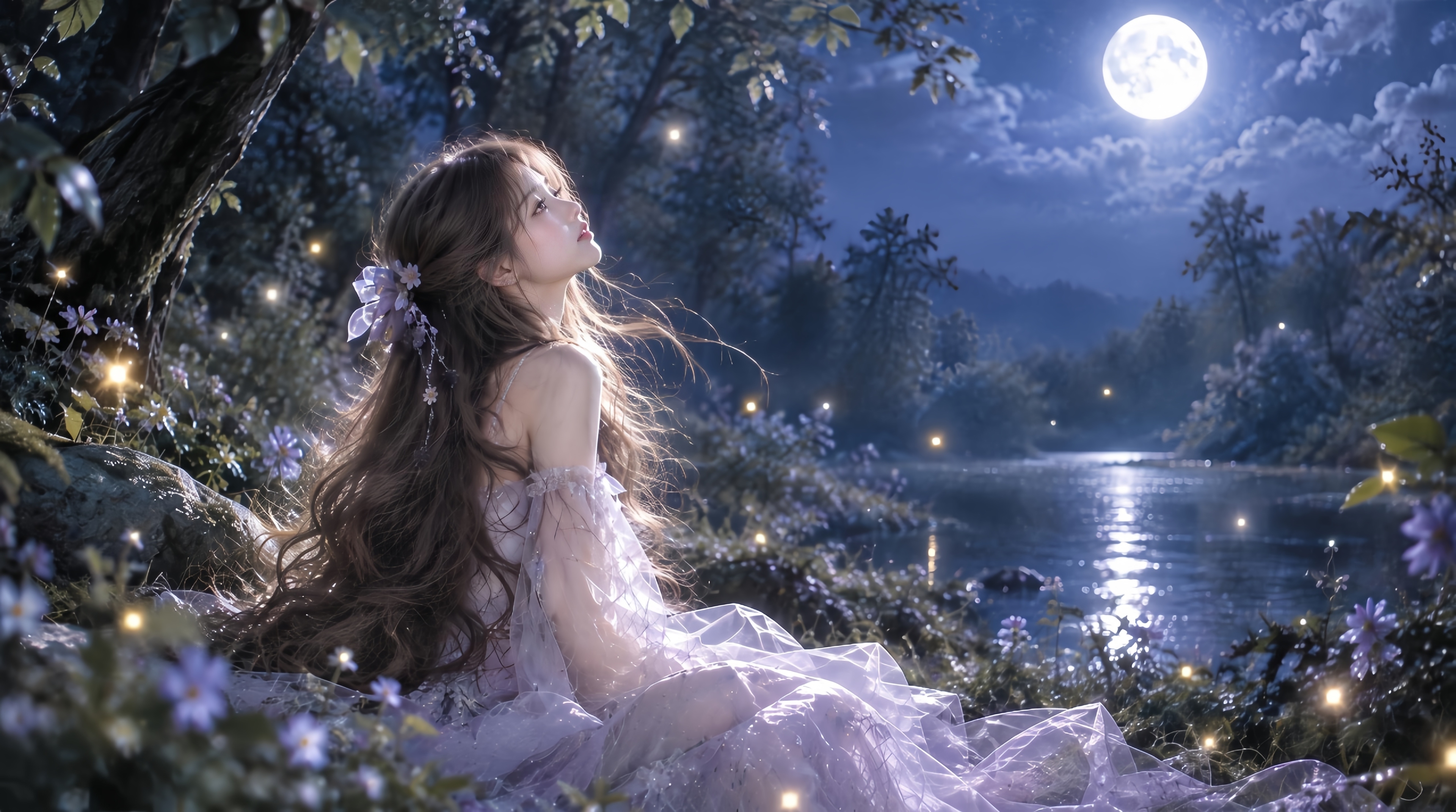晚星与紫裙少女