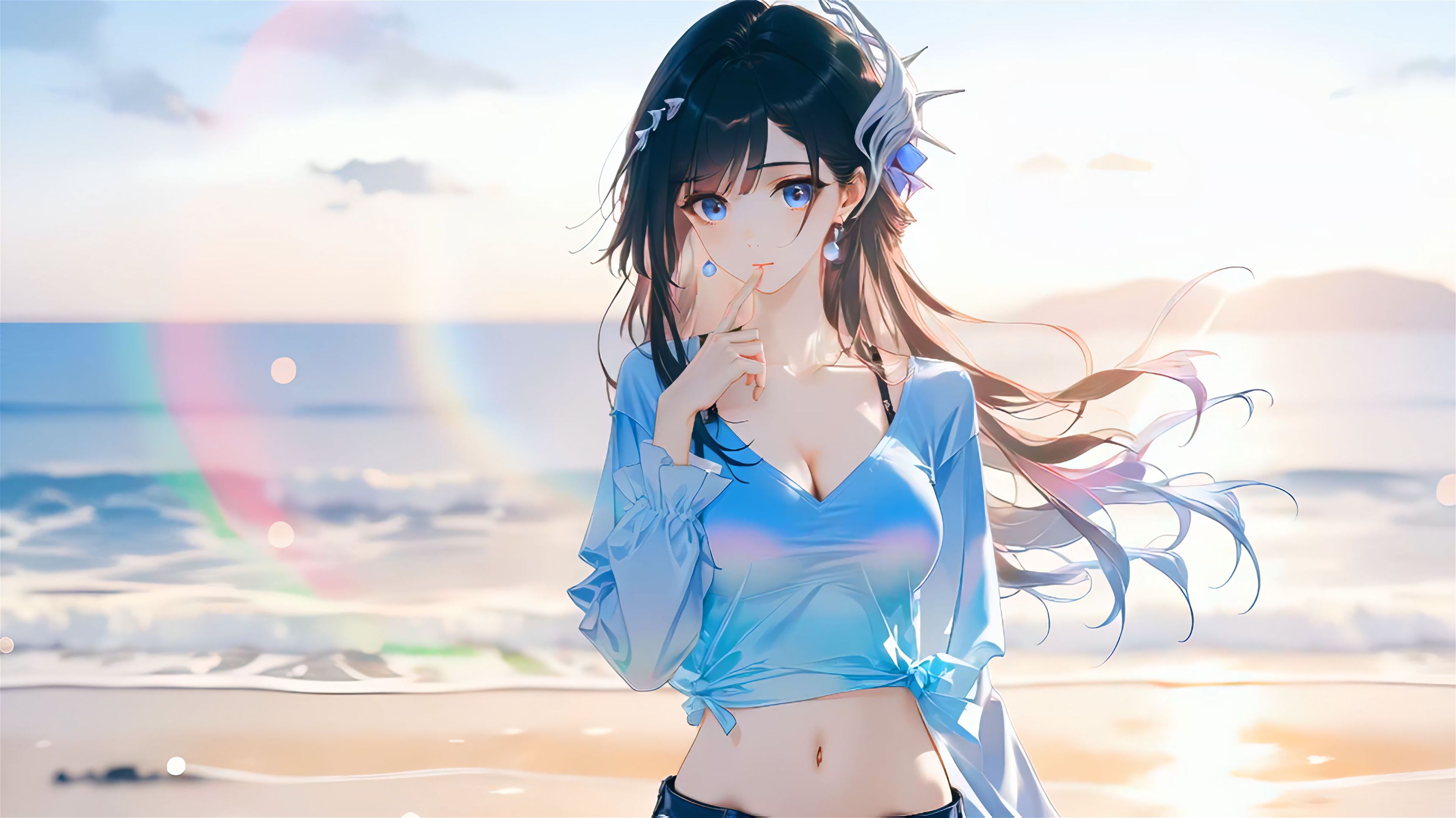 海滩上的彩虹光芒