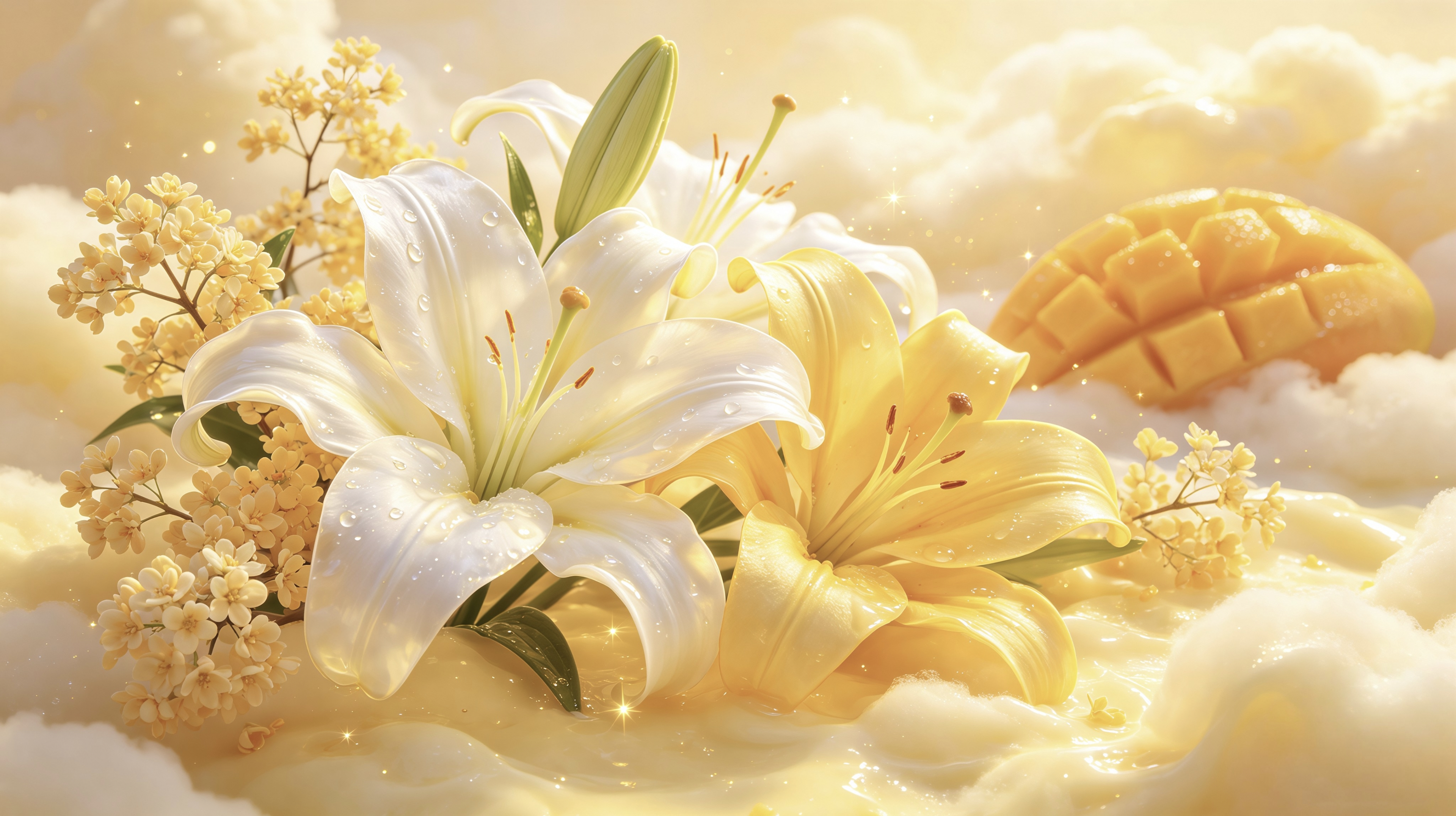 暖阳漫云海，百合携清风盛放
