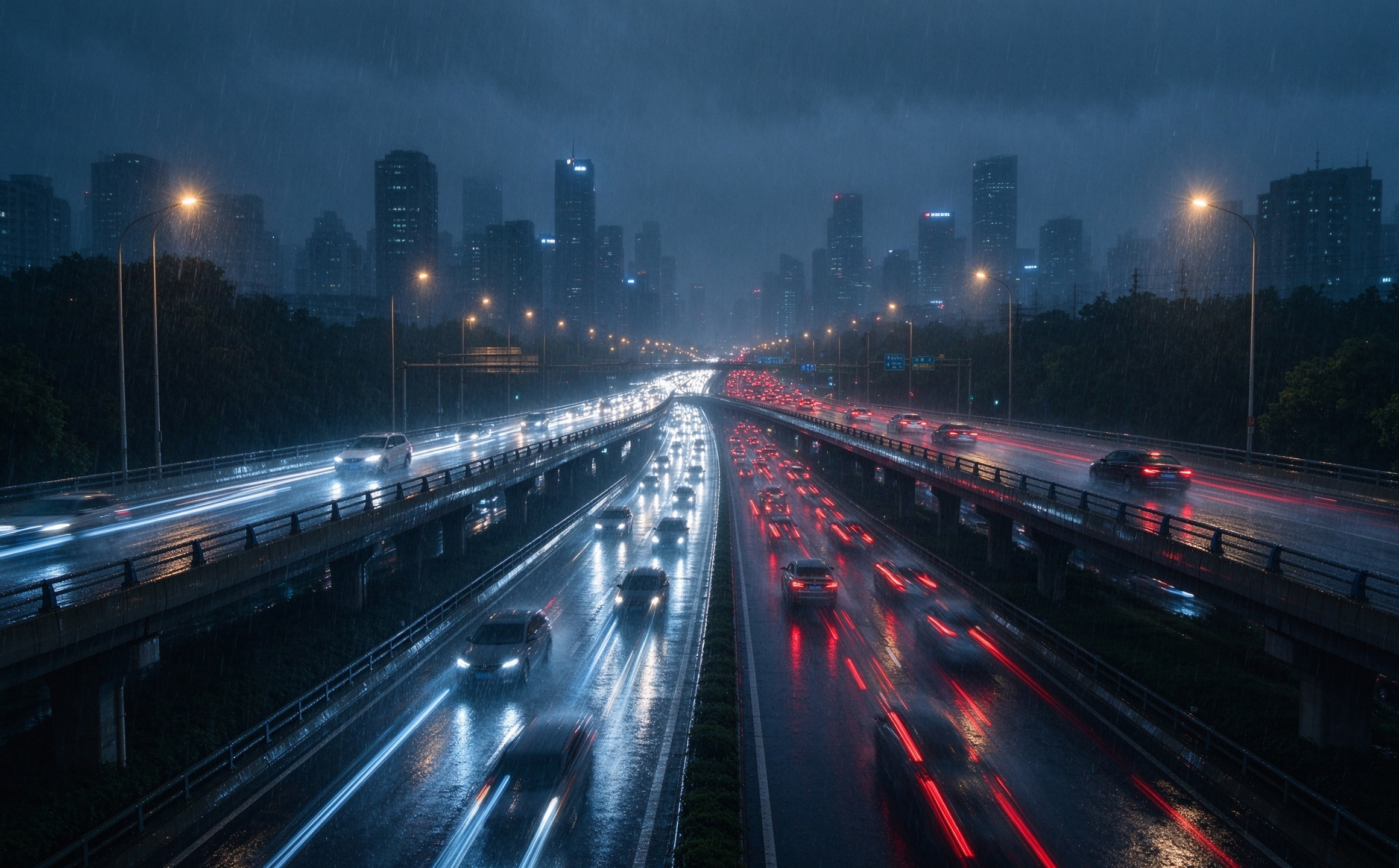 城市雨幕