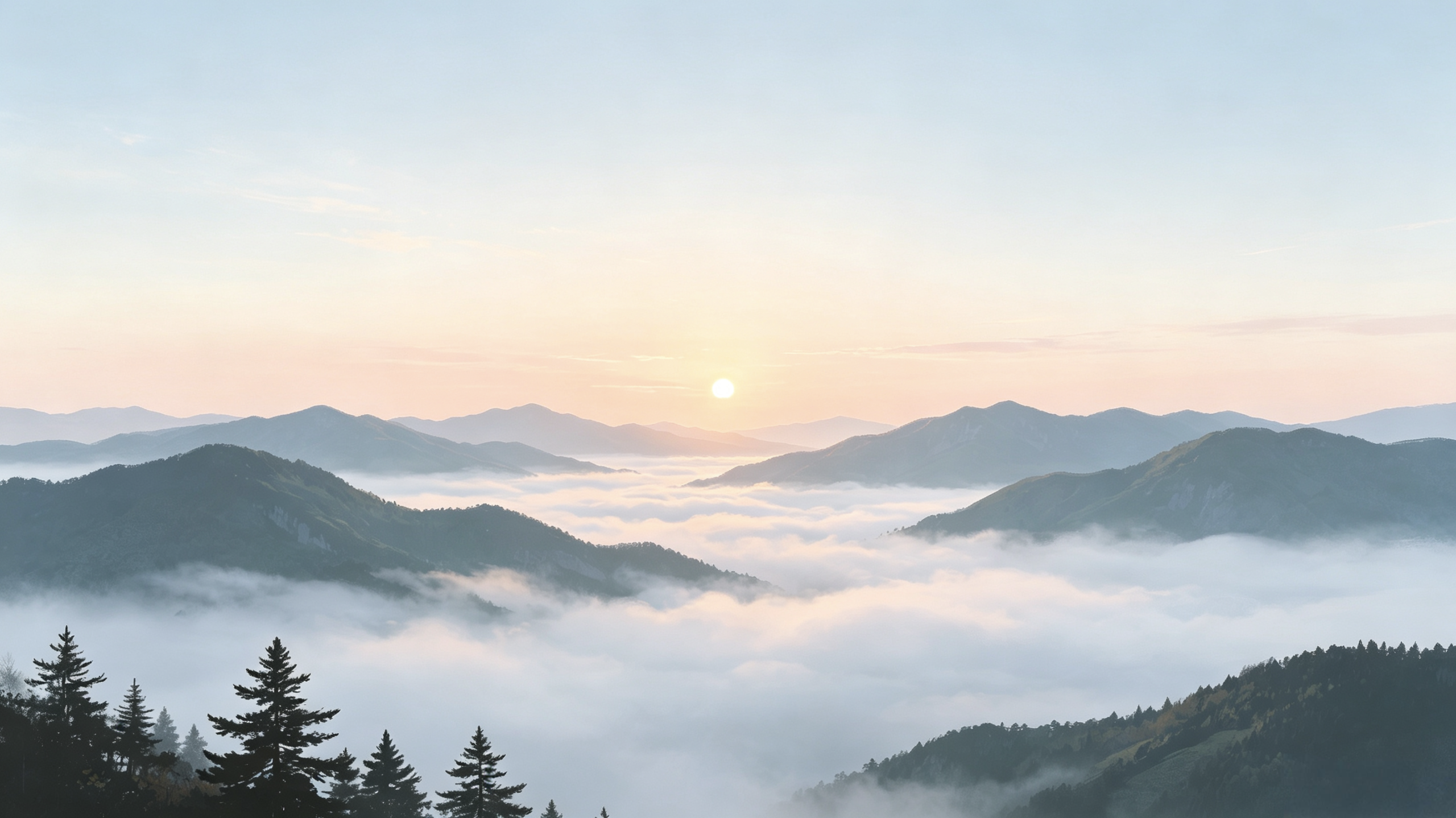 山间云海日出4K风景壁纸
