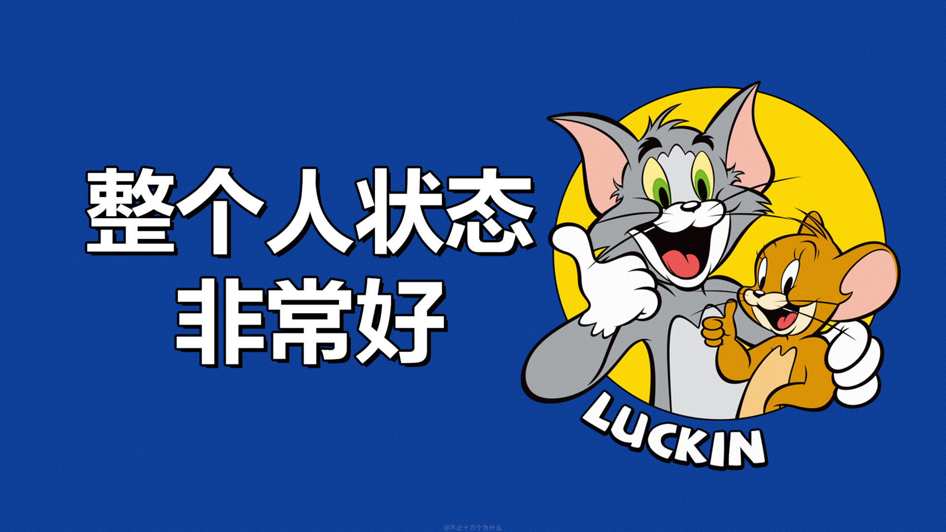 宝蓝色平涂纯背景上，灰猫与棕鼠一同竖起大拇指，旁侧搭配白色中文与英文文字。