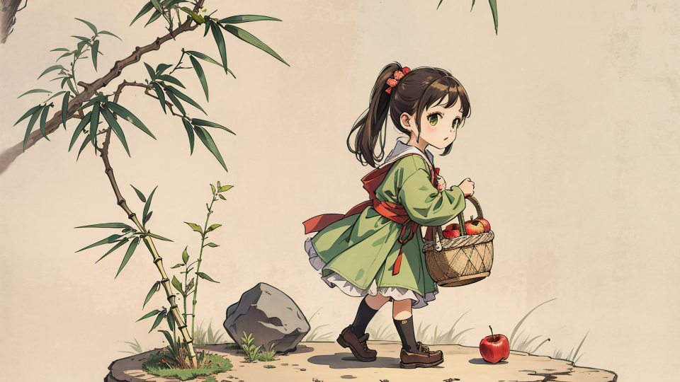 可爱女孩，女生，苹果
