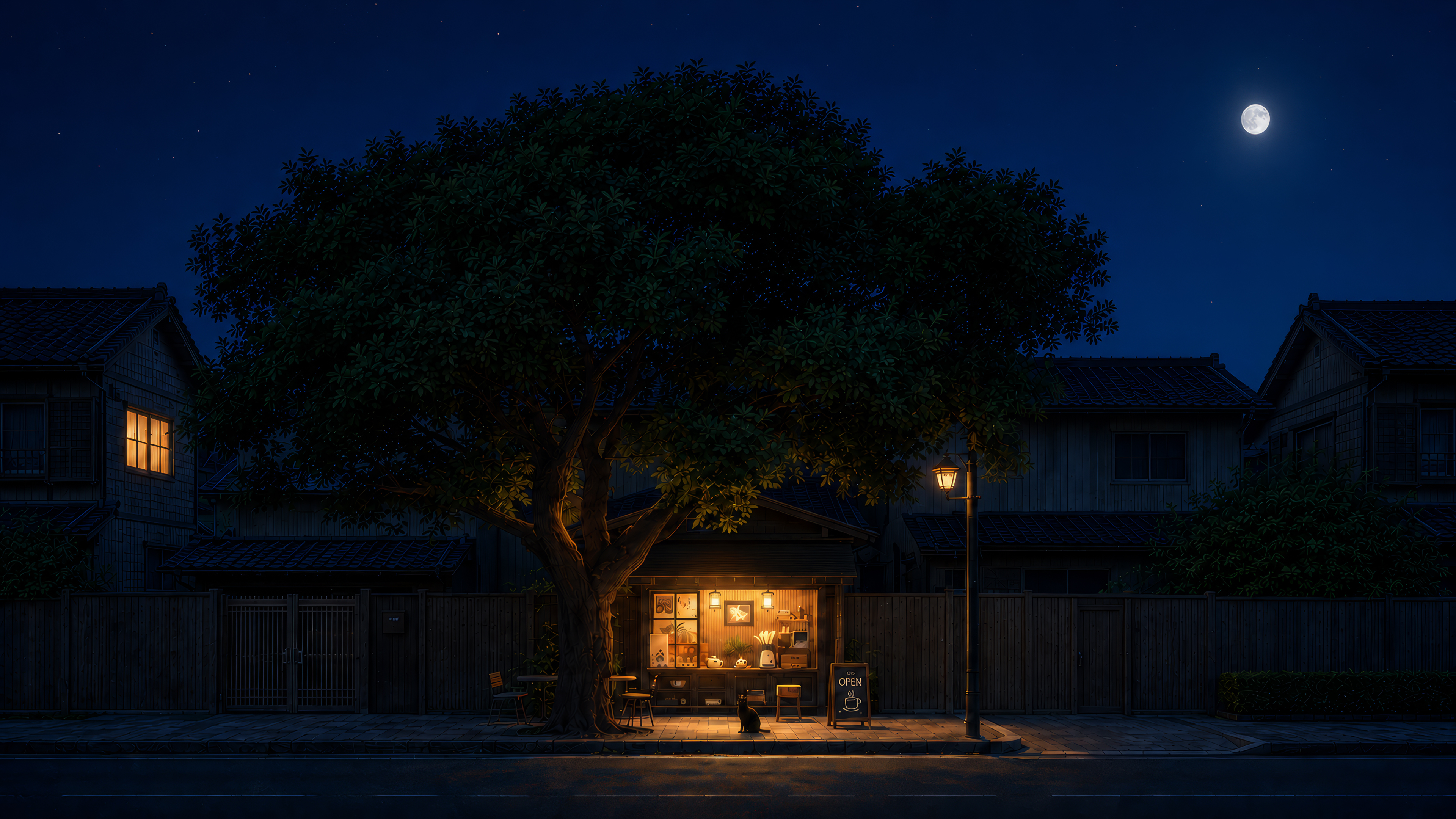 夜晚安静的小店