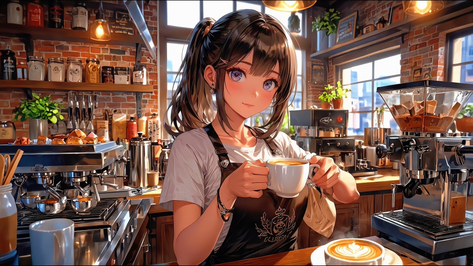 咖啡店里的少女