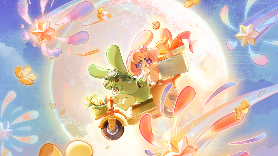 卡布兔中秋月饼秋月壁纸