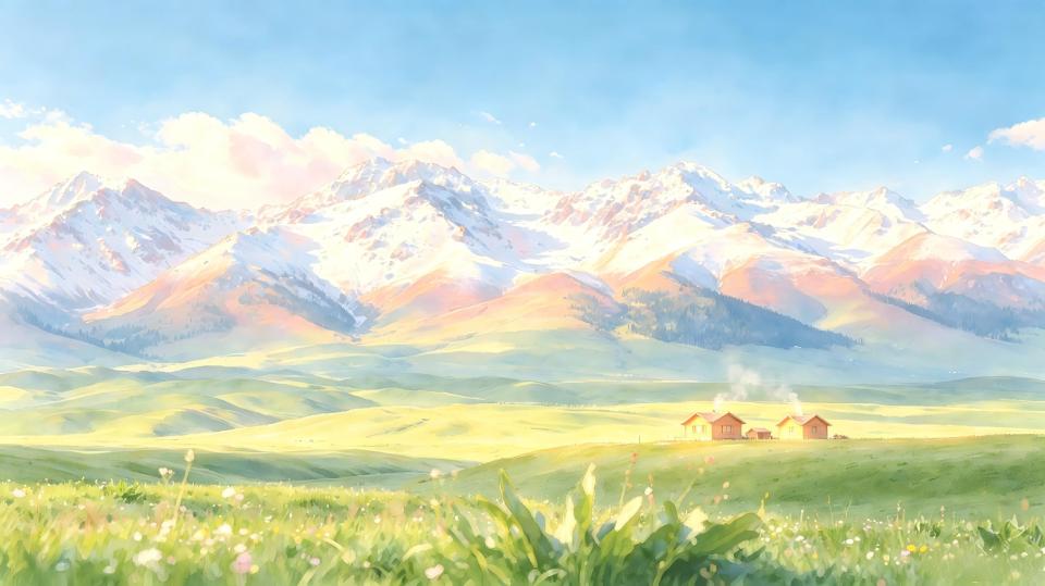 雪山草地