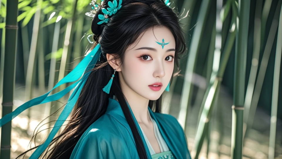 竹林古装汉服美女